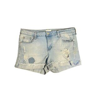 Celebrity Pink Distressed Jean Short Mid Rise Size 11/30 Cuffed/Frey Hem Crunchy